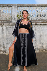 Set de kimono largo y falda Helga.