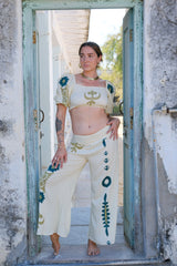 Set de kimono corto, top y pantalón Sujee