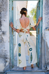 Set de kimono corto, top y pantalón Sujee