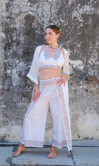 Set de pantalón, top y kimono corto Lluna