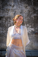 Set de pantalón, top y kimono corto Lluna