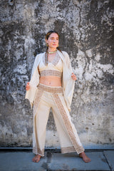 Set de pantalón, top y kimono corto Lluna