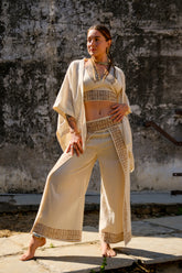 Set de pantalón, top y kimono corto Lluna