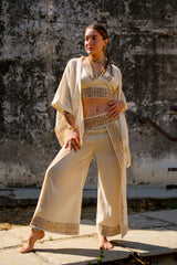 Set de pantalón, top y kimono corto Lluna